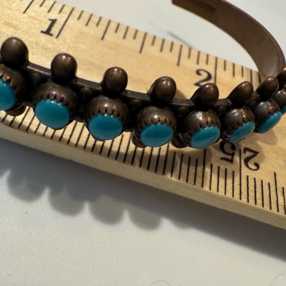 Genuine Turquoise Copper Cuff Bracelet Handmade Southwest Bracelet - Picture 16 of 16